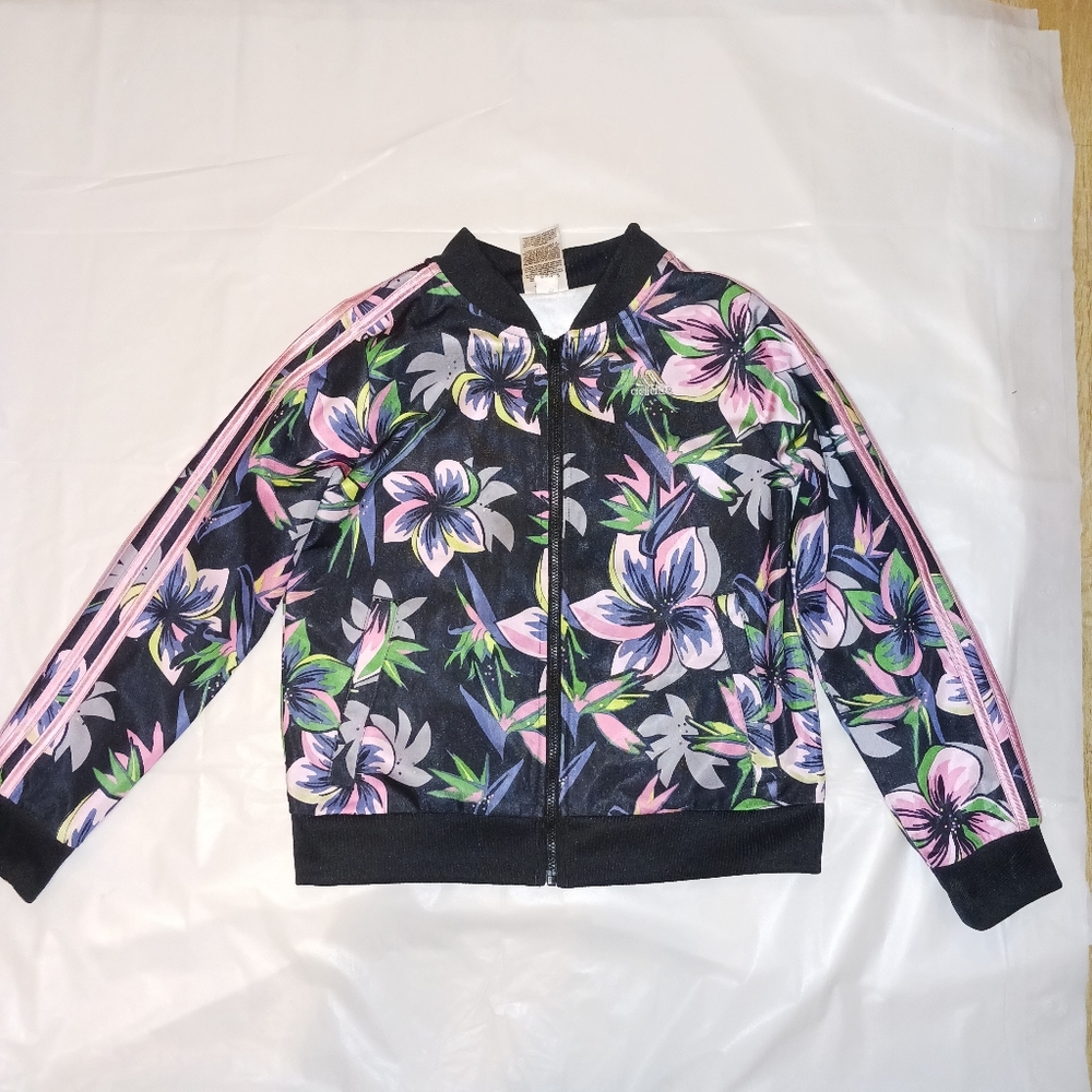 Adidas flower track jacket. Big kids Large size 14